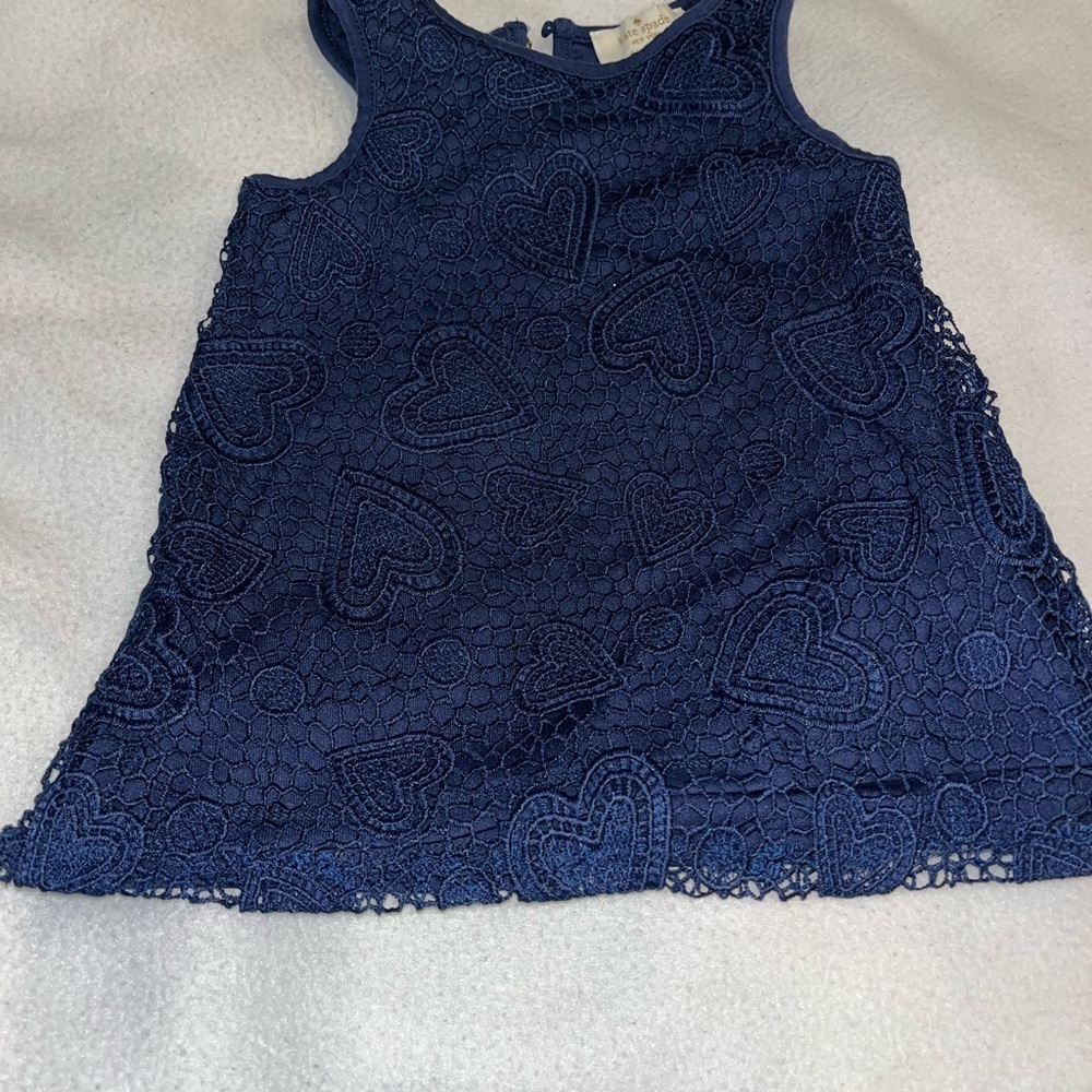 Baby girl 12 month Kate Spade formal dress navy blue fancy heart design - Picture 4 of 10